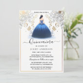 Invitation De Ombre Ice Sky Gold Royal Blue Quinceanera (Debout devant)