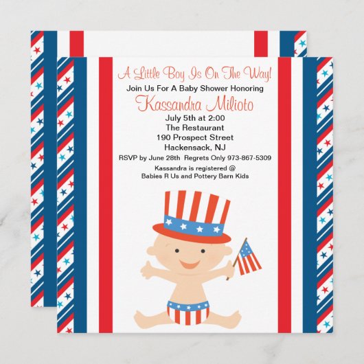 Invitation de ondulation de baby shower de drapeau (Devant / Derrière)