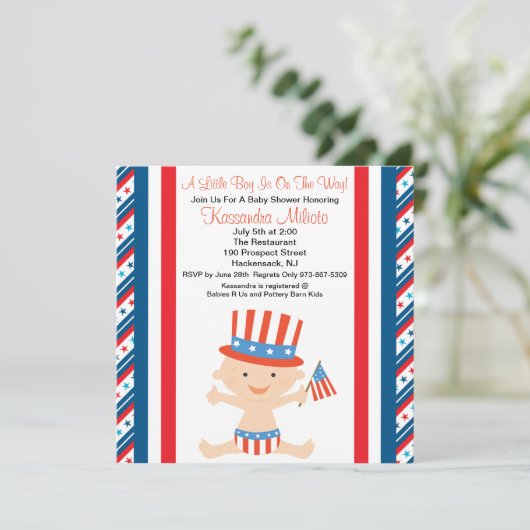 Invitation de ondulation de baby shower de drapeau (Debout devant)