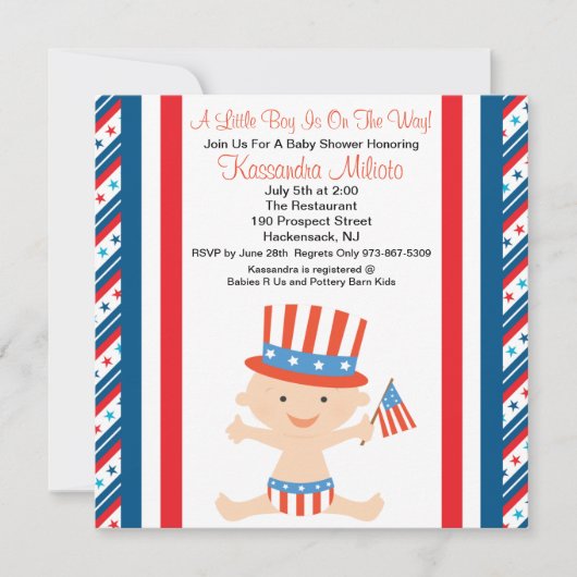 Invitation de ondulation de baby shower de drapeau (Devant)