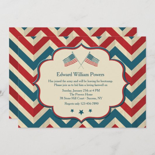 Invitation de ondulation de couleurs de drapeau (Devant / Derrière)