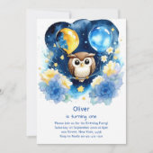 Invitation de Owl First Birthday (Devant)