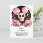 Invitation de Owl First Birthday (Debout devant)