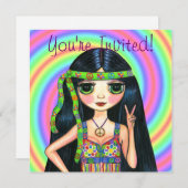 Invitation De paix signe de paix de clignotant hippie de (Devant / Derrière)