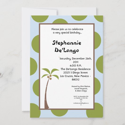 Invitation de palmiers 5x7 (Devant)