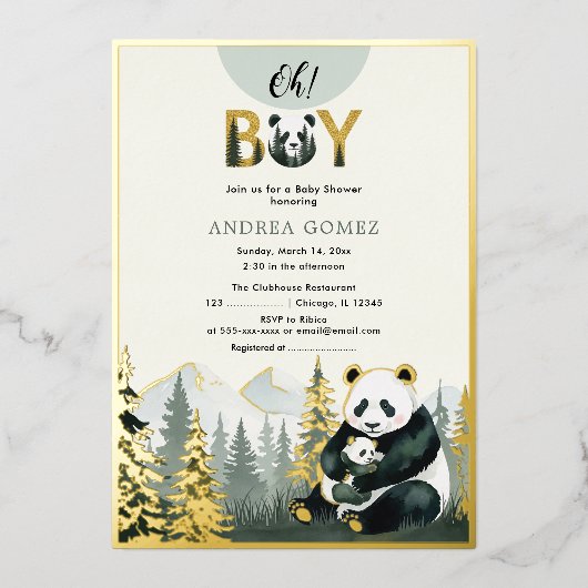 Invitation de Panda Hug Foil (Recto)