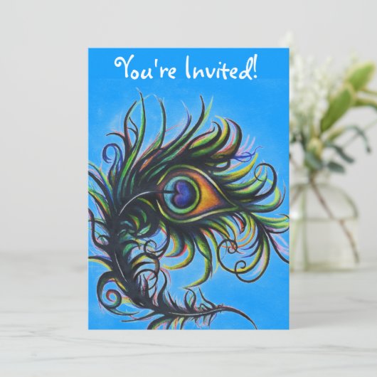 Invitation de paon avec des mots (Debout devant)