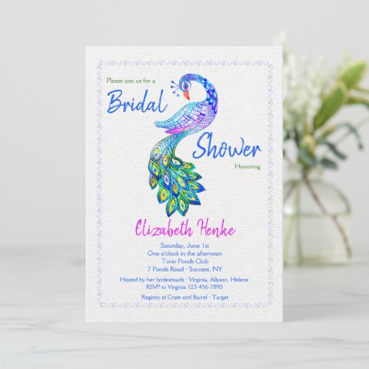 Invitation de paon d'aquarelle (Debout devant)