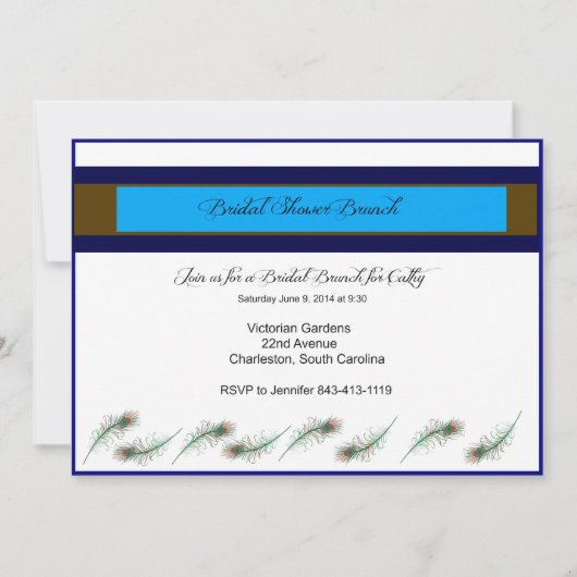 Invitation de paon de brunch de Fête de la mariée (Devant)