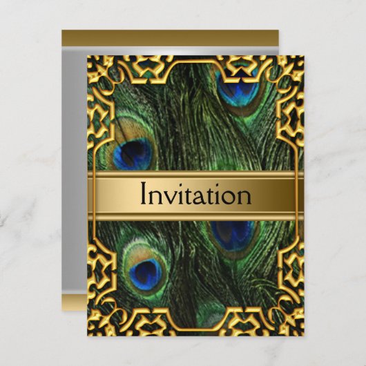 Invitation de paon d'or Toute partie (Devant / Derrière)