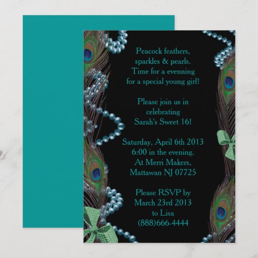 Invitation de paon noir (Devant / Derrière)