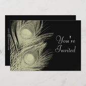 Invitation de paon - noire et blanche (Devant / Derrière)