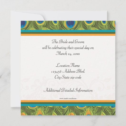 Invitation de paon Variation 2 (Dos)