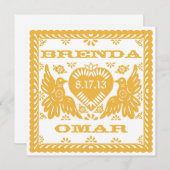 Invitation de Papel Picado d'inséparables de (Devant / Derrière)