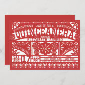 Invitation de Papel Picado Quinceañera (Devant / Derrière)