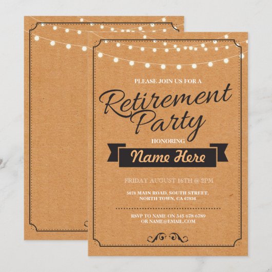 Invitation de papier retiré rustique de timbre de (Devant / Derrière)
