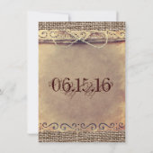 Invitation de papier vintage de mariage de toile (Dos)