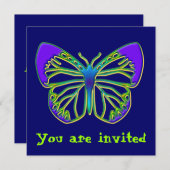 Invitation de papillon bleu brillant (Devant / Derrière)