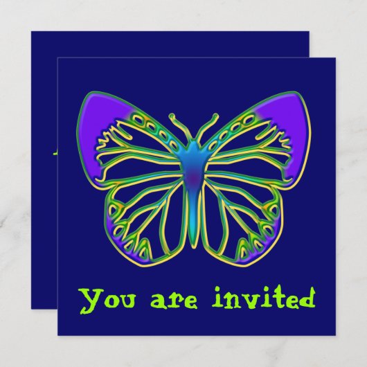 Invitation de papillon bleu brillant (Devant / Derrière)
