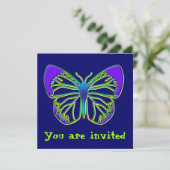 Invitation de papillon bleu brillant (Debout devant)