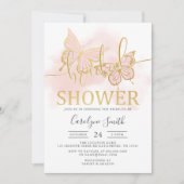 Invitation de papillon de Fête des mariées floue (Devant)