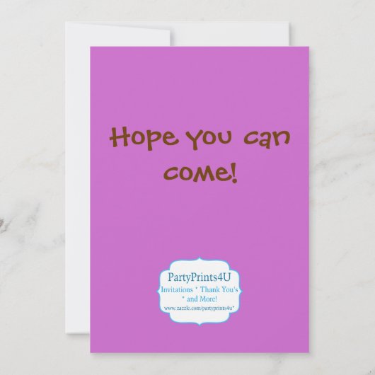 Invitation de papillon et de fête d'anniversaire (Dos)