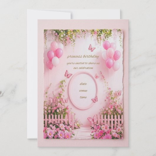 invitation de papillon rose mignon (Devant)