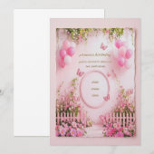 invitation de papillon rose mignon (Devant / Derrière)