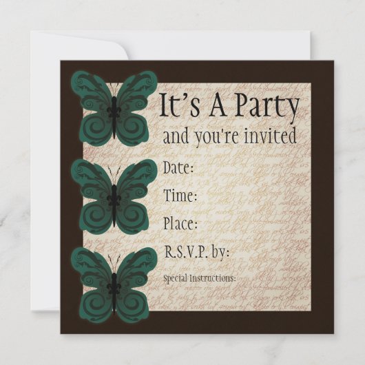 Invitation de papillons brûlés (Devant)