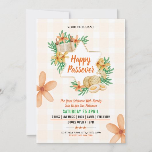 Invitation de Pâque juive volante joyeuse (Devant)