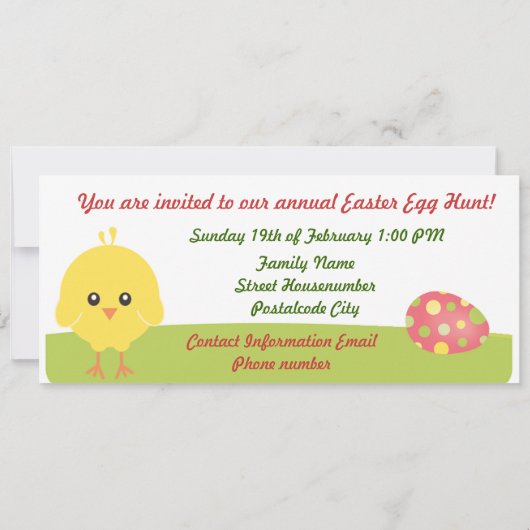 Invitation de Pâques (Dos)