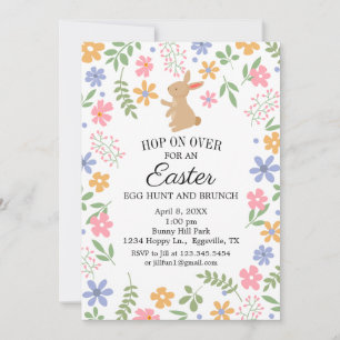Invitation de Pâques amusant petit lapin pour brun