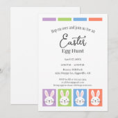 Invitation de Pâques avec des carrés de lapin, cha (Devant / Derrière)