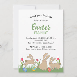 Invitation de Pâques avec des lapins amusants Chas