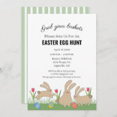 Invitation de Pâques avec des lapins amusants Chas (Devant / Derrière)