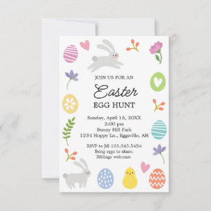 Invitation de Pâques avec Lapin Mignon et Bordure 