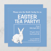 Invitation de Pâques bleu lapin (Devant / Derrière)