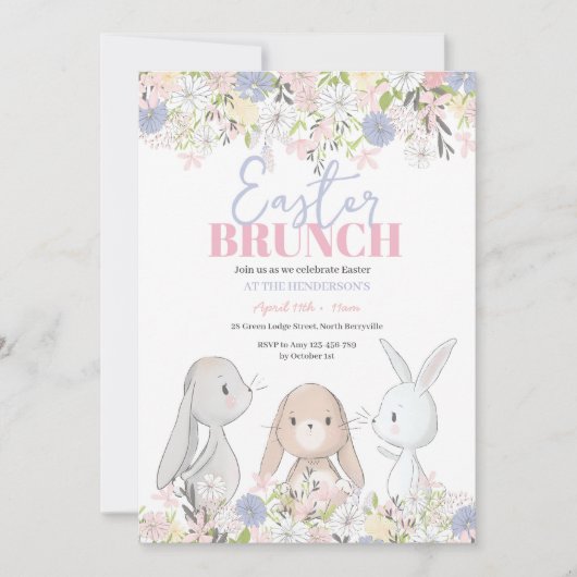 Invitation de Pâques Brunch Bunny (Devant)