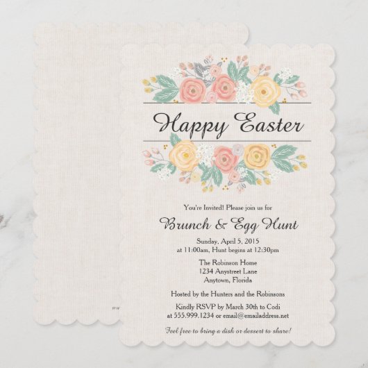 Invitation de Pâques, Brunch, Invitation de chasse (Devant / Derrière)