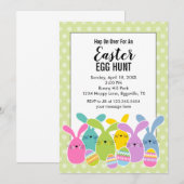 Invitation de Pâques Chasse aux œufs Lapins (Devant / Derrière)