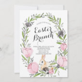 Invitation de Pâques de Bunny Floral Printemps (Devant)