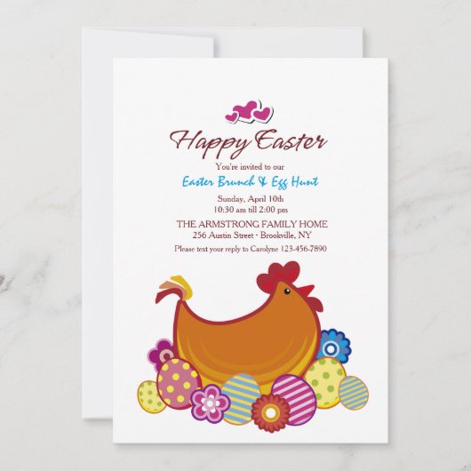 Invitation de Pâques de poulet et d'oeufs (Devant)