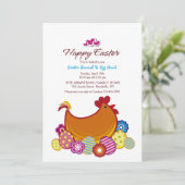 Invitation de Pâques de poulet et d'oeufs (Debout devant)