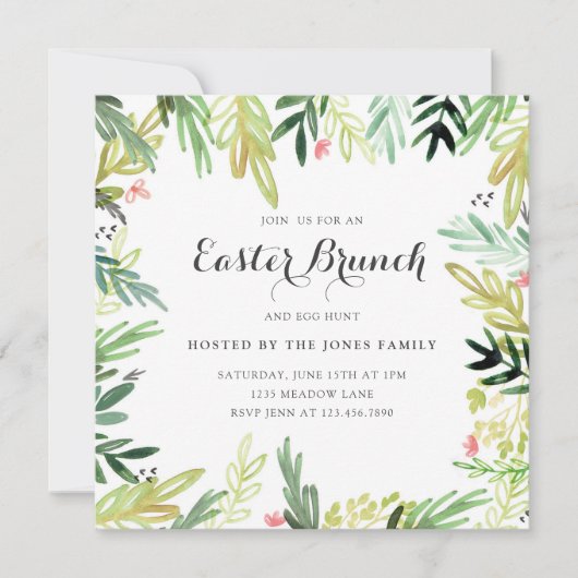 Invitation de Pâques de pré d'aquarelle (Devant)