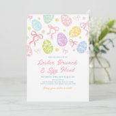 Invitation de Pâques de printemps, Lapin dessiné à (Debout devant)