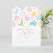 Invitation de Pâques de printemps, Lapin dessiné à (Debout devant)