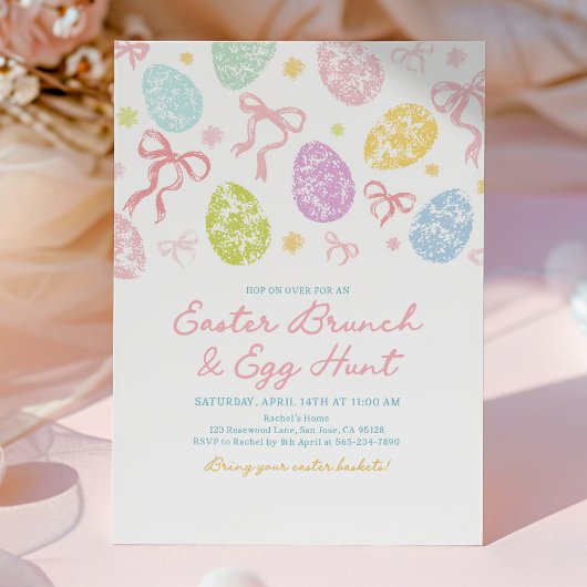 Invitation de Pâques de printemps, Lapin dessiné à