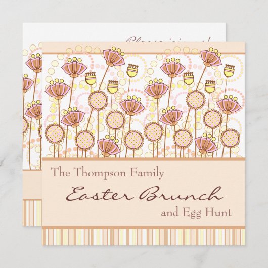 Invitation de Pâques en fleurs sucrées (Devant / Derrière)