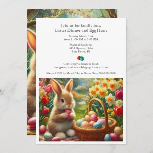 Invitation de Pâques familiale pour dîner et chass (Devant / Derrière)