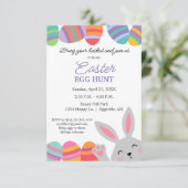 Invitation de Pâques Lapin Mignon Oeufs Jolis (Debout devant)